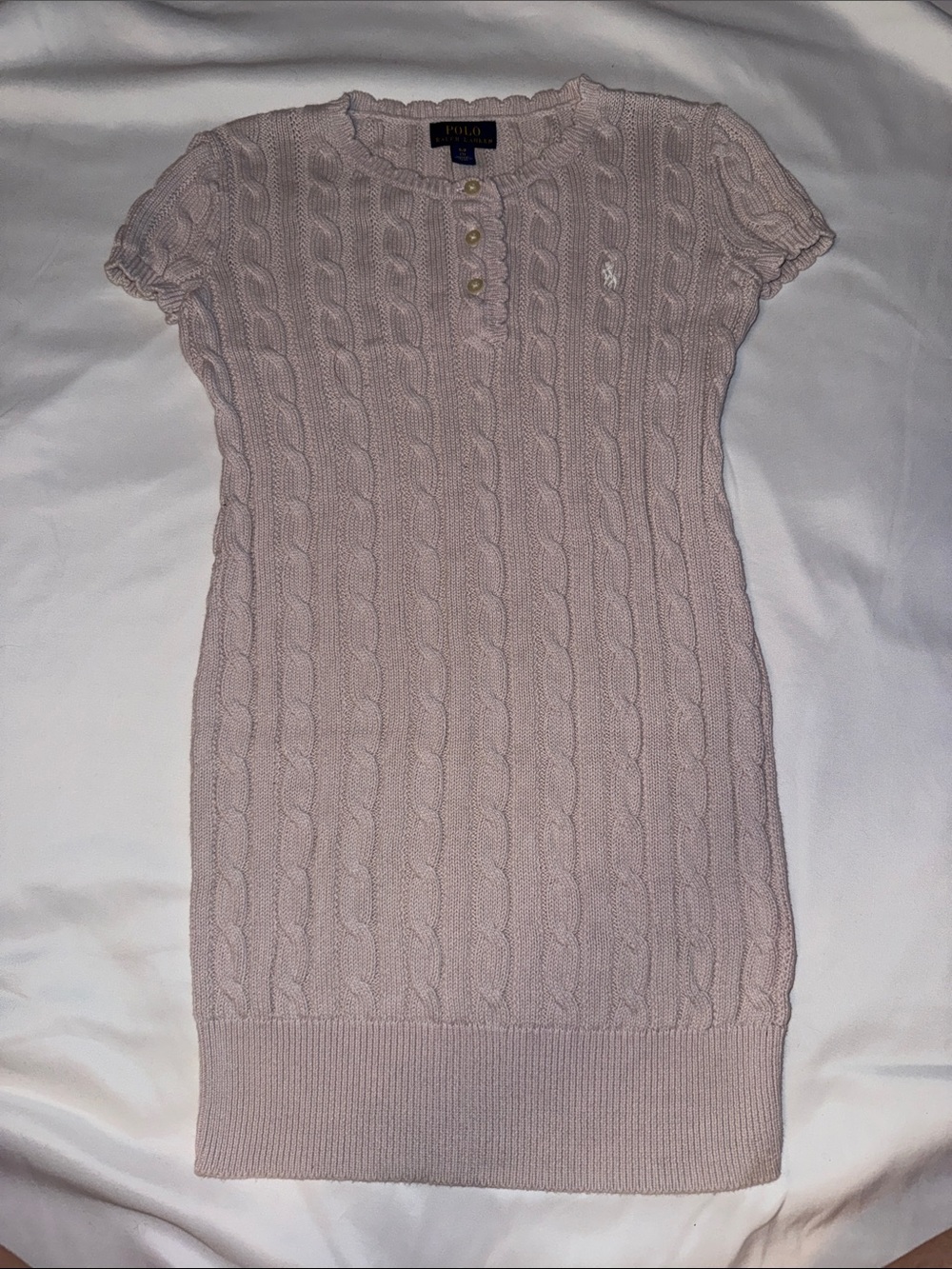 Girls Polo by Ralph Lauren Light Pink Cable Knit Straight Dress